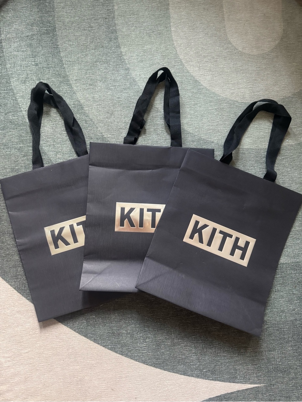 Kith Black Shopping Bags with Silver Logo - Set of 3
